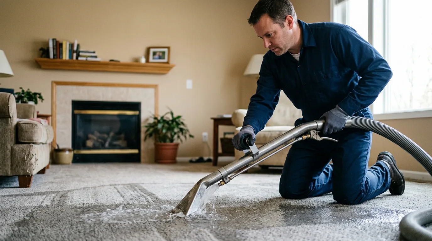 Water damage restoration technician working near Millis, MA